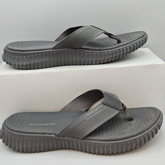 Skechers Men's Elite Flex Coastal Mist Flip-Flop gray size 13 - Picture 10 of 15